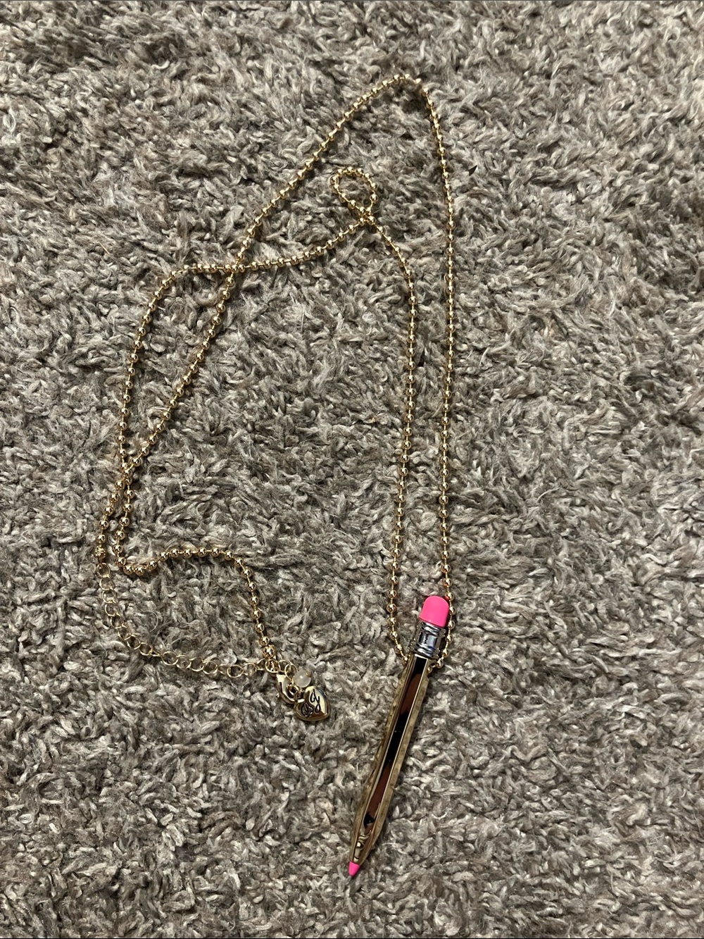 Betsey Johnson Gold Tone Pencil Pendant Necklace